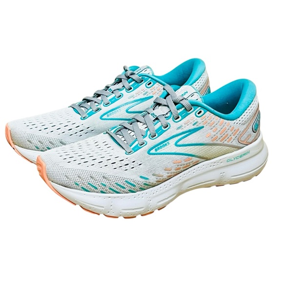 Brooks Glycerin 20 Sneakers Women's Sz 8.5 Running Shoes Gray Turquoise - Picture 2 of 9